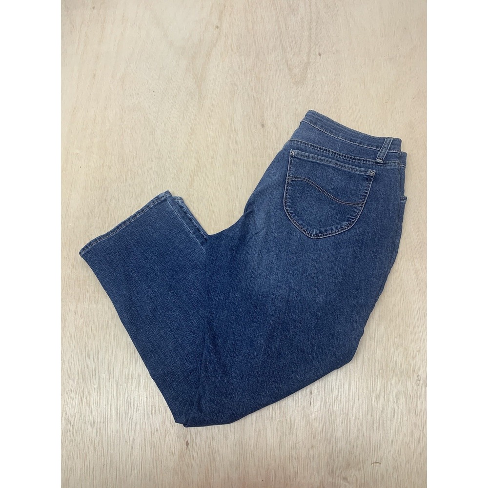 Lee Riders Jeans Women's 14 Approx 34x27 Midrise Straight Leg Dark Blue Denim - Picture 2 of 9